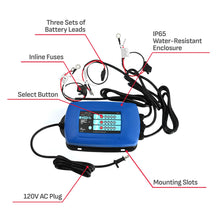 Schumacher Electric Ship 'n Shore Three-Bank On-Board Marine Battery Charger, SC1645, 2-in-1, Fully Automatic, Sequential Charging, Water Resistant, 15 Amps, 12V, for Car, Truck, and Marine Batteries