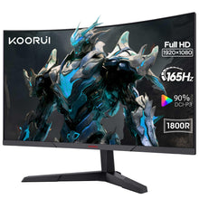 KOORUI 24 Inch Computer Monitor - FHD 1080P Curved Gaming Monitor 165Hz VA 1800R Monitors with Ultra-Thin, HDMI X2 /DP, VESA Compatible, Tilt Adjustable, Eye Care