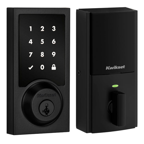 Kwikset HomeConnect 918 Contemporary Z-Wave Long Range Enabled Touch Screen Lock Works with Ring Alarm, Samgsung SmartThings Hub Required, Sold Seperatedly in Matte Black