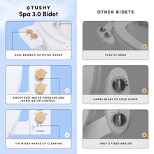 TUSHY Spa Warm Water Bidet Attachment for Toilet. Universal Fit, Easy Install (Requires Sink Access for Optional Temperature Control) Self Cleaning, Adjustable Pressure, Angle Control, Platinum Knob