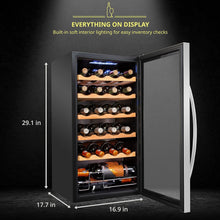 SCHMÉCKÉ 24 Bottle Compressor Wine Cooler Refrigerator w/Lock - Large Freestanding Wine Cellar For Red, White, Champagne or Sparkling Wine - 41f-64f Digital Temperature Control Fridge Stainless Steel