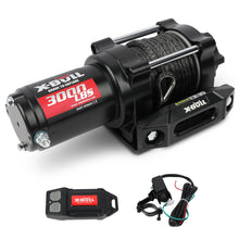 X-BULL New 12V DC 3000LBS IP68 Waterproof Electric Winch for Towing ATV/UTV, Boat, Off Road, Wireless Remote and Corded Control Recovery, Portable Synthetic Rope Electric Winch with Hawse Fairlead.