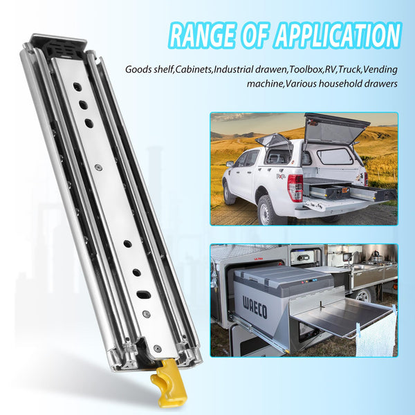 VAGUDE with Lock Heavy Duty Drawer Slides 12 14 16 18 20 22 24 26 28 30 32 34 36 40 44 48 52 56 60 Inch 420 Lbs Side Mount Full Extension Ball Bearing Rails Rail Tool Box Runner-W:76mm, 30 Inch