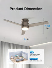 warmiplanet Flush Mount Ceiling Fans with Lights and Remote Control, 52-Inch,3 CCT Dimmable Light, Reversible Noiseless 6 Speeds DC Motor, Timer, Antique Nickel, 3-Blades，2 Pack