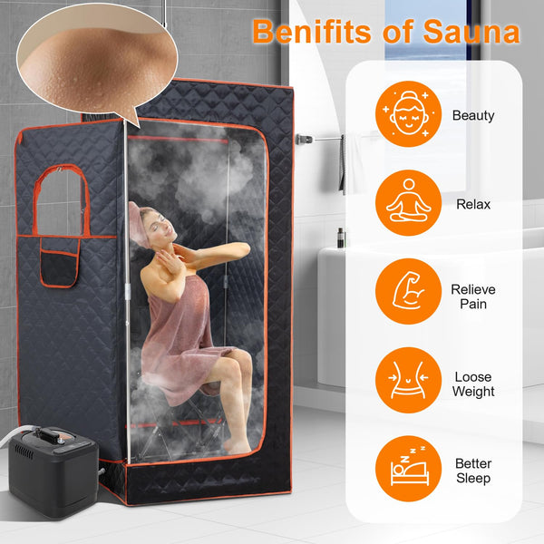 Portable Sauna, DOWYLIK Steam Sauna, Sauna Box with 3L Steamer, Portable Sauna for Home with Remote Control, Large Folding Chair, Massage Foot Wheel for Relaxation, Body Recovery, Skin Beauty