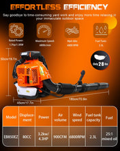 Getell 80cc Gas Backpack Leaf Blower, 900CFM 206MPH 2-Stroke Engine, Heavy-Duty Leaf & Snow Blower for Lawn, Garden & Commercial Use (850 EZ)