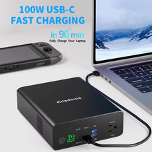 Krisdonia Power Bank with AC Outlet, Portable Laptop Charger Battery Bank USB C 100W Fast Charging, 80000mAh/296Wh Power Station External Battery Pack 130W/110V for Outdoor Camping Home Office