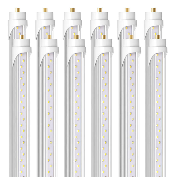 Barrina 8 Foot LED Bulbs, 44W 5500lm 6500K, Super Bright, T8 T10 T12 LED Tube Lights, FA8 Single Pin LED Lights, Clear Cover, 8 Foot LED Bulbs to Replace Fluorescent Light Bulbs (Pack of 12)