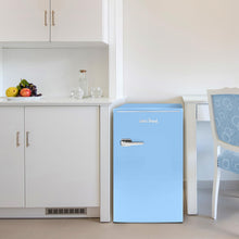 West Bend Mini Fridge for Bedroom, Office, Bar or College Dorm Room, Retro Compact Refrigerator features single door, glass shelves and adjustable temperature control, 3.1.cu.ft., Robin's Egg Blue