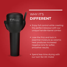 FHI Heat Platform Blow Out Handle-Less Negative Ion Hair Dryer — Lightweight Blow Dryer w/ HydraHeat for Frizz-Free Styles — Hairdryer with Diffuser Attachment, Nozzle, Comb — Handleless Hair Dryer