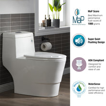 WOODBRIDGEE One Piece Toilet with Soft Closing Seat, Chair Height, 1.28 GPF Dual, Water Sensed, 1000 Gram MaP Flushing Score Toilet with Chorme Button, White,B0940-F-C