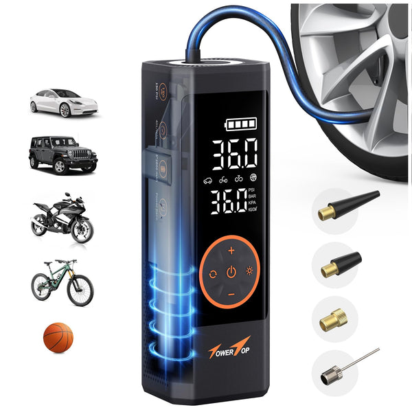 TowerTop Tire Inflator Portable Air Compressor: 2.5X Faster Inflation 150PSI Cordless Tire Inflator with 7800mAh Rechargeable Battery Air Pump for Car Bike Motorcycle Ball Pickup and Truck with Case