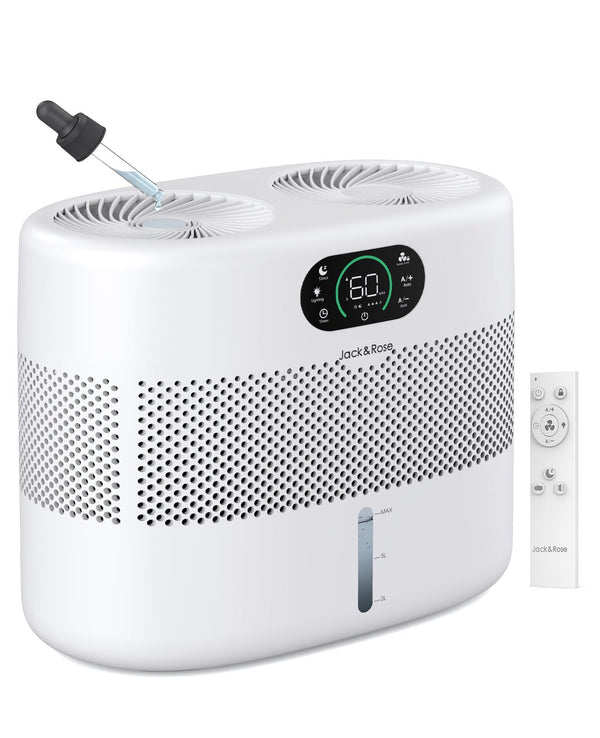 Reuseable Wick Evaporative Humidifier for Bedroom Quiet Healthy Baby Humidifier, No White Dust, Evaporative Humidifier Large Room 800ml/h 3 Speeds, 2 Gal, Timing, Auto Shut off