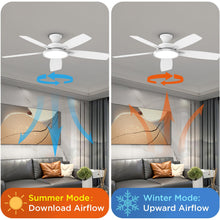 TALOYA 52 inch Ceiling Fans with Lights,Remote Control Multifunctional Quiet Fan with Three Color Temperature and Dimmable Light with Reversible Blades White