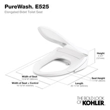 KOHLER 18751-0 PureWash E525 Elongated Warm Water Bidet Toilet Seat, Electric Bidets for Existing Toilets, Adjustable Bidet Sprayer, White