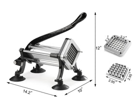 New Star Foodservice 43204 Commercial Grade French Fry Cutter with Suction Feet, 1/2 Inch and 3/8 Inch Blades, Limited Edition Black