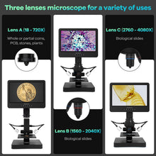 Andonstar AD249S-P 10.1 Inch HDMI Digital Microscope, 4000x 3 Lens 2160P UHD Video Record, Biological Microscope Kit for Adults and Kids, Coin Microscope for Error Coins, Prepared Slides, 32G SD Card