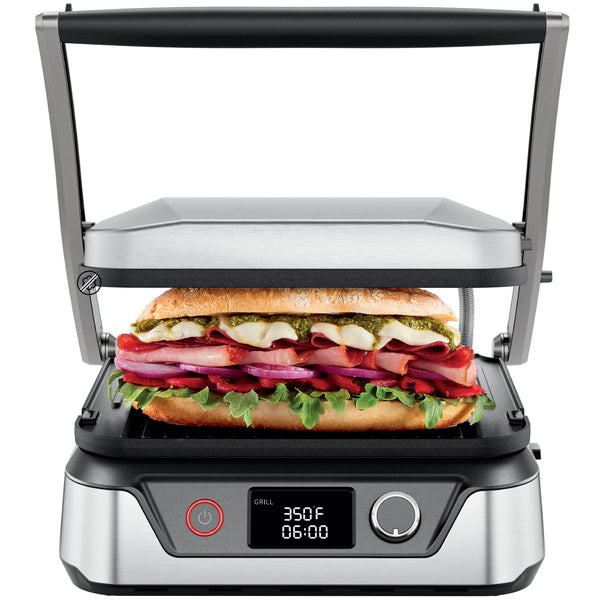 Chefman 5-in-1 Digital Panini Press Grill Sandwich Maker and Griddle Grill Combo with Removable, Reversible Dishwasher-Safe Grilling Plates, Opens 180° for Indoor BBQ /Flat Top Grill, Stainless steel