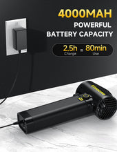 Car Dryer Air Blower Turbo Fan - 1600g Instant Thrust, Infinitely Variable Speed, 750W Max Power, 64MM Portable Leaf Blower Cordless with 4000mAh Battery & Charger for Car Drying, Patio Cleaning