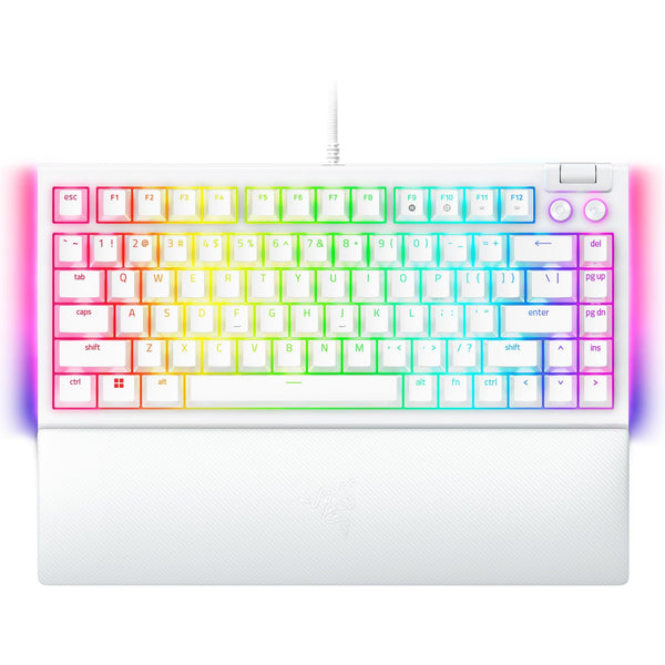 Razer BlackWidow V4 75% Mechanical Gaming Keyboard: Hot Swappable Design - Compact & Durable - Orange Tactile Switches - Chroma RGB - Roller & Media Keys - Wrist Rest Snap Tap - White