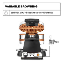 CRUX Double Rotating Belgian Waffle Maker, Keto Chaffles Iron with Nonstick PFOA Free Copper Plates for Easy Food Release, Browning Control and Removable Drip Tray, Stainless Steel