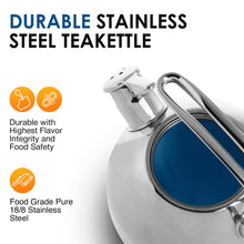 Chantal Classic Teakettle, 1.8 QT, High Grade Stainless Steel, 2-Tone Harmonica Whistle, Rapid Boil and Even Heating (Silver)