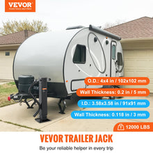 VEVOR 12000lbs Trailer Jack Heavy-Duty Square Direct Weld on RV Jack, 12-3/5 Inches Lift, Adjustable Drop Leg, for Lifting RV Trailer, Horse Trailer, Utility Trailer, Yacht Trailer