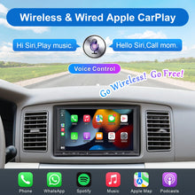 Android Double Din Car Stereo Radio Wireless CarPlay & Wireless Android Auto, 7in Touchscreen Head Unit with Dual Bluetooth, Split Screen, DSP, AHD Backup Camera, GPS/USB/AUX/SWC/AM/FM/RDS/Subwoofer