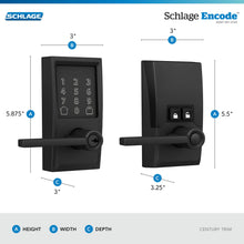 Schlage FE789WBCEN622LAT Encode Century WiFi Latitude Lever Smart Keyless Entry Touchscreen Door Lock, Matte Black