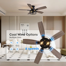 Tinkoso 46 Inch Ceiling Fans with Lights and Remote Control, Flush Mount Black Ceiling Fan with Light, Industrial Retro Style, Indoor for Bedroom Living Room 8837X