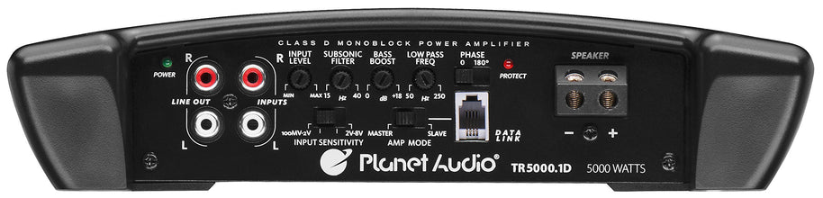 Planet Audio TR5000.1D Class D Monoblock Car Amplifier - 5000 High Output, 1 Ohm, Low Level Inputs, Low Pass Crossover, Hook Up to Subwoofer for Bass