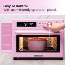 VAL CUCINA Limited Edition Happy Pink Infrared Heating Air Fryer Toaster Oven, Extra Large Countertop Convection Oven 10-in-1 Combo, 6-Slice Toast, Enamel Baking Pan Easy Clean with Recipe Book