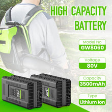 PENGJBATTER 2 Packs 80V 3.5Ah Lithium Battery Replace for Greenworks 80V Battery GBA80400 GBA80250 GBA80200, 80V 3500mAh Battery Compatible with Greenworks 80V Power Tools PW80L420 TL80L00 LMB407