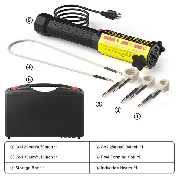 Magnetic Induction Heater Kit, 1000W 110V Hand Held Heater for Rusty Screw Removing, Automotive Flameless Heater with 4 Coils and Portable Storage Box