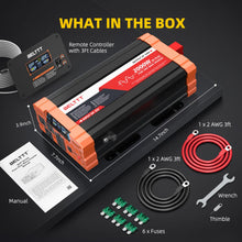 BELTTT 2000W Pure Sine Wave Inverter, Car Power Inverter 12V to 120V AC Converter for RV, Truck, Solar, Outdoor with Dual AC and 20A Socket, 5V 2.1A USB, Surge 4000W, Hardwire Port, Remote Controller