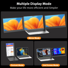 QQH Triple Portable Monitor, 14” 1080P Laptop Screen Extender, Only One USB-C Plug and Play Laptop Monitor Extender Compatible with MacOS, Wins, Android for 12-16” Laptops, Driver Needed