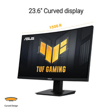 ASUS TUF Gaming 24” (23.6 inch viewable) Curved Monitor (VG24VQER) – FHD, 180Hz, 1ms, DCI-P3 90%, Extreme Low Motion Blur Sync, FreeSync, Shadow Boost, Eye Care, DisplayWidget Center, 3yr Warranty