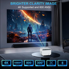 [Auto Focus&Apps] FunFlix A1 4K Projector with 5G WiFi and Bluetooth Android TV 800 ANSI Native 1080P Outdoor Movie Projector Dust-proof 50% Zoom for Phone/TV//HDMI/USB