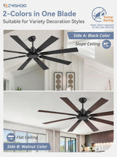 65 Inch Ceiling Fan No Light with Remote, Black Large Ceiling Fan Without Light with Quiet Reversible DC Motor, 6-Speeds, 8 Blades, Indoor/Outdoor Modern Ceiling Fans for Patios, Living Room, Garage