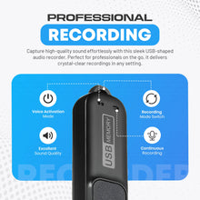 Voice Activated Audio Recorder with 20-Day Standby, 288-Hour Storage, 26-Hour Continuous Recording, USB-C Compatible, Date & Time Stamp, Easy-to-Use Design