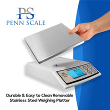 Penn Scale PS-50 Digital Kitchen Portion Scale - 50lb Digital Kitchen Scale with 0.1lb Readability, Removable Platter & LCD Display - KG, Lb, & Oz Unit Conversion (AC & Battery Powered)