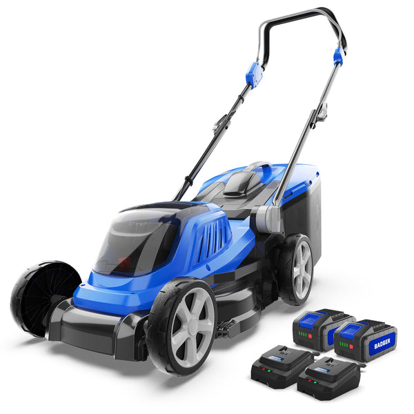 WILD BADGER POWER Lawn Mower 40V Brushless 16" Cordless, 5 Cutting Height Adjustments, Electric Lawn Mower, Quickly Folding Within 5’s, 20V*2 4.0AH Battery and Super Charger Included.