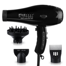 FHI HEAT Platform Nano Power Salon Pro 2000 Tourmaline Ceramic Quick Dry Hair Dryer with 3 Piece Attachment Set (Comb, Concentrator, and Diffuser), Black