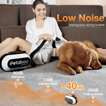 petaboo Dog Dryer for Pet Grooming, High-Velocity Force Blow Dryer, Low Noise Dog Hair Dryer with 3 Nozzles & Adjustable Speed & 3 Temperature for Dog & Cat