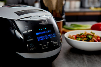 Yum Asia Sakura Rice Cooker with Ceramic Bowl and Advanced Fuzzy Logic (8 Cup, 1.5 Litre) 6 Rice Cook Functions, 6 Multicook Functions, Motouch LED Display, 120V Power (Black and Silver)