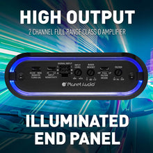 Planet Audio MB600.2D 2 Channel Class D Car Amplifier - 600 Watts, 2 Ohm Stable, Digital, Full Range, Mosfet Power Supply, Great for Speakers and Subwoofers