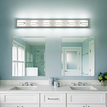 SOLFART LED Modern Bathroom Vanity Lights Over Mirror Fixture Brushed Nickel Vanity Light 6 Light LED Nickel Wall Light