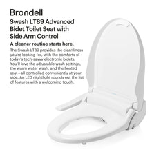 Brondell LT89 Electric Bidet Toilet Seat, Fits Round Toilets, White – Side Arm Control, Warm Water Wash, Strong Wash Mode, Stainless-Steel Nozzle, Nightlight and Easy Installation