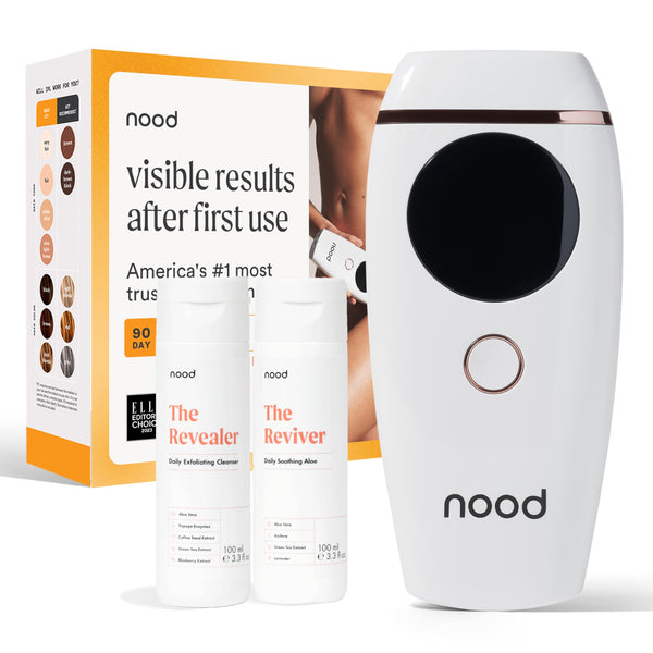 NEW Nood™ Flasher 2.0 Kit — IPL Laser Hair Removal Device for Women & Men — Pain-free & Permanent, Visible Results After First Use & Works Everywhere — Pre & Post IPL Treatment Included — Gloss White