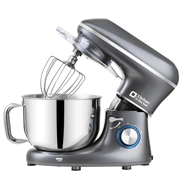 Kitchen in the box Stand Mixer, 6.5QT 660W Kitchen Electric Mixer, 6-Speed Tilt-Head Food Mixer with Dough Hook, Wire Whip, Beater, Dishwasher Safe (Grey)